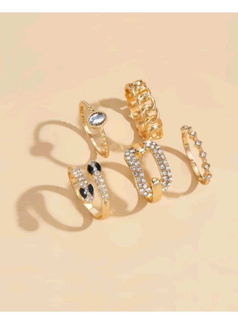 شي إن مجموعة من 5 قطع من خواتم زينة على شكل ثعبان مرصعة بأحجار الراين - Image 4